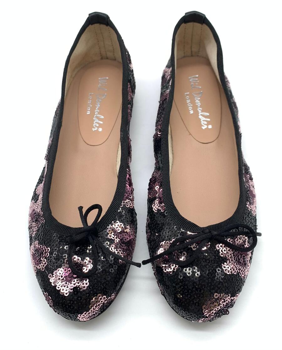 Wil Demulder London ballerina Paillettes Nero / Rosa