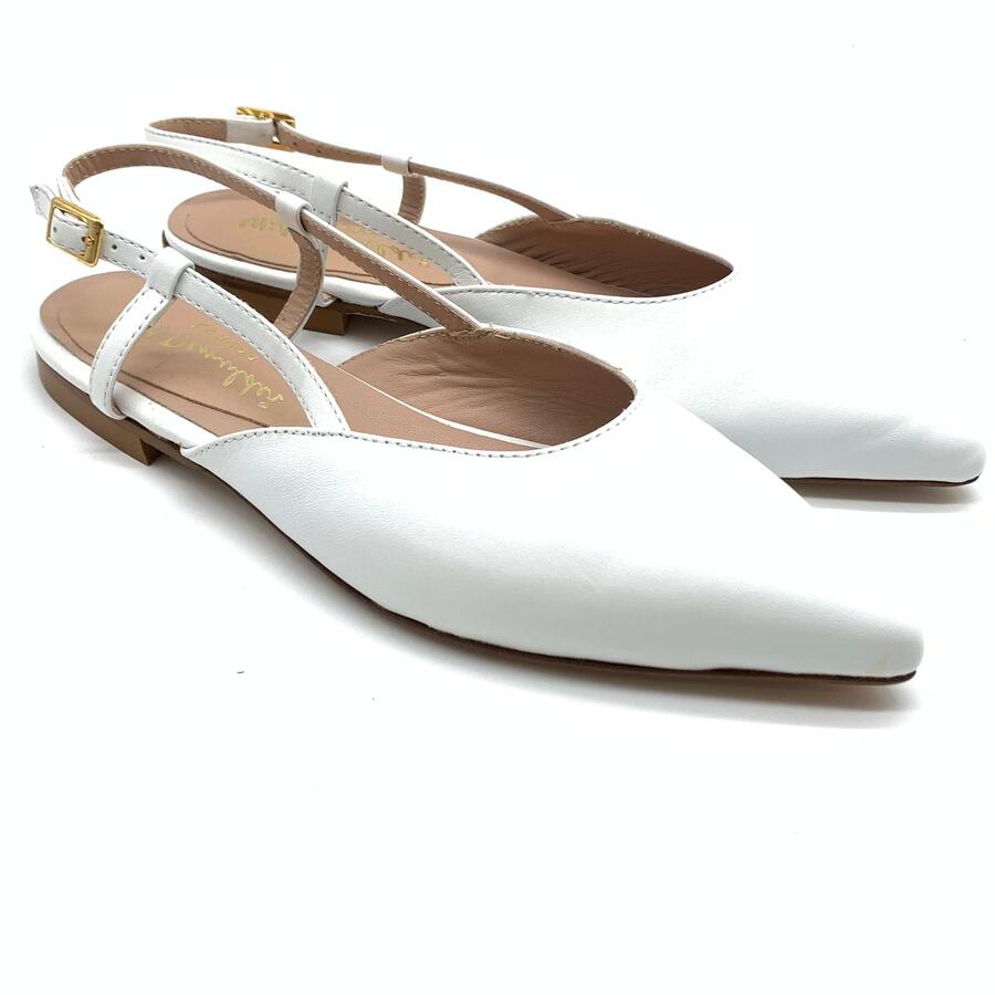 Wil Demulder London ballerina slingback Nappa Bianca
