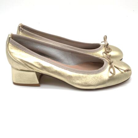 Wil Demulder London ballerina  con tacco laminato platino 