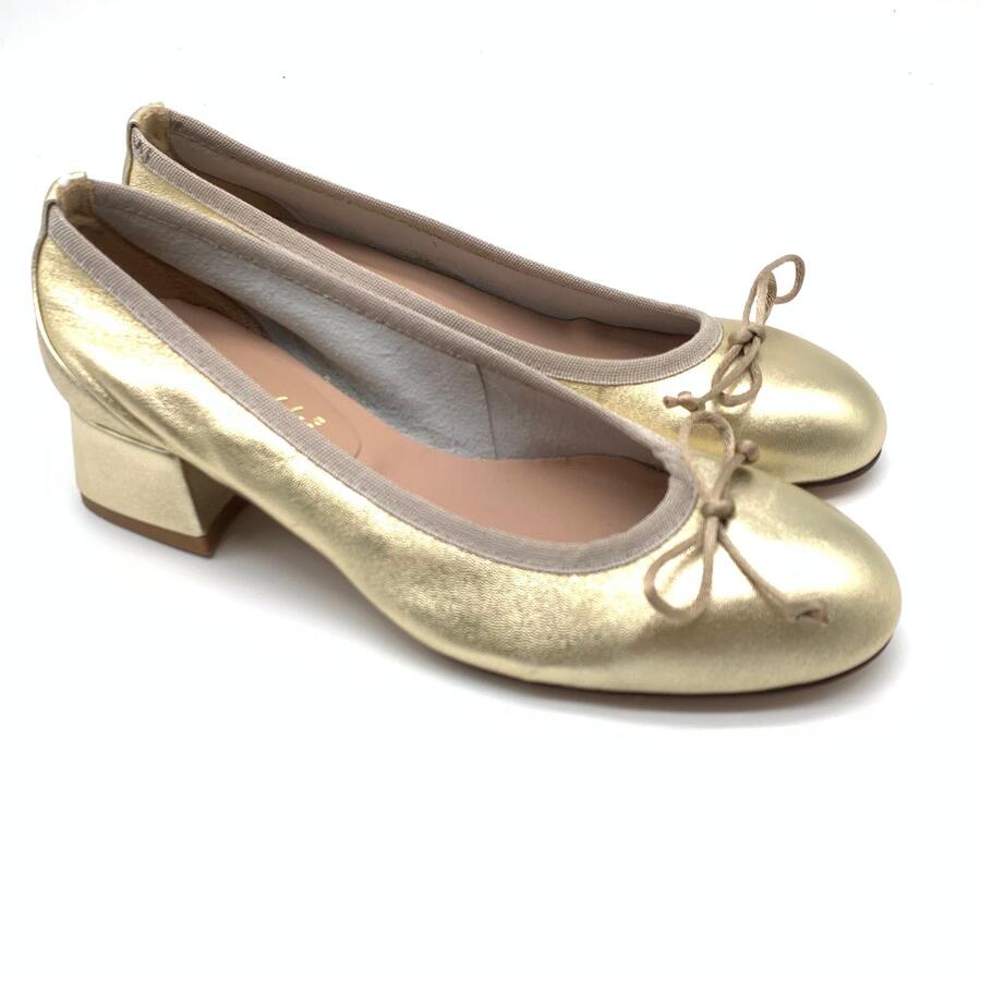 Wil Demulder London ballerina  con tacco laminato platino 