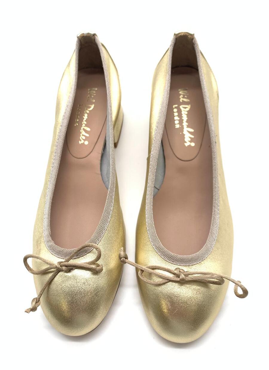 Wil Demulder London ballerina  con tacco laminato platino 
