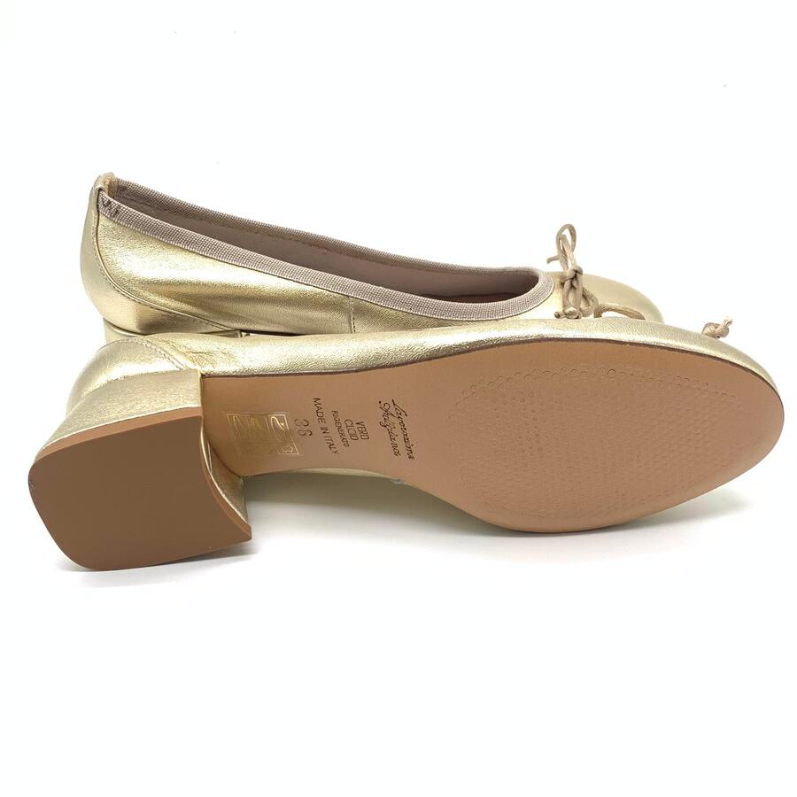 Wil Demulder London ballerina  con tacco laminato platino 