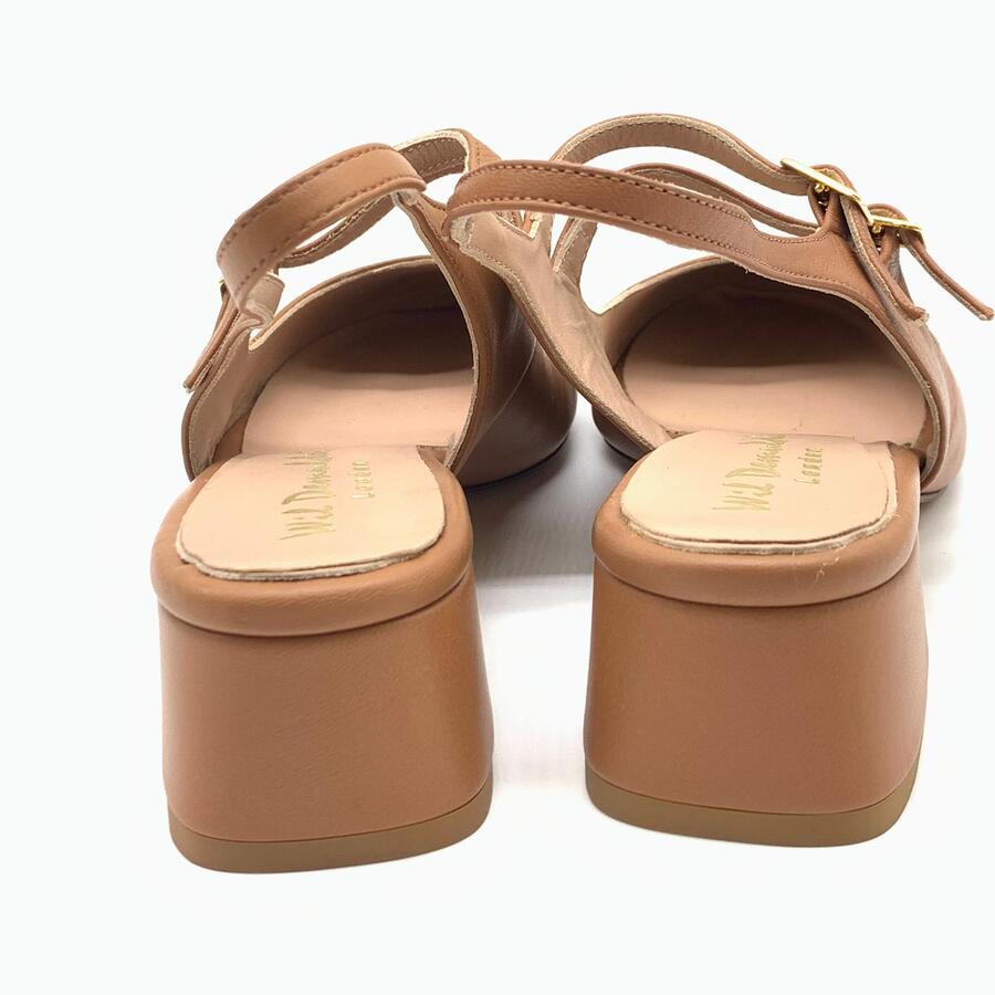 Wil Demulder London slingback stile Mary Jane Nappa cuoio
