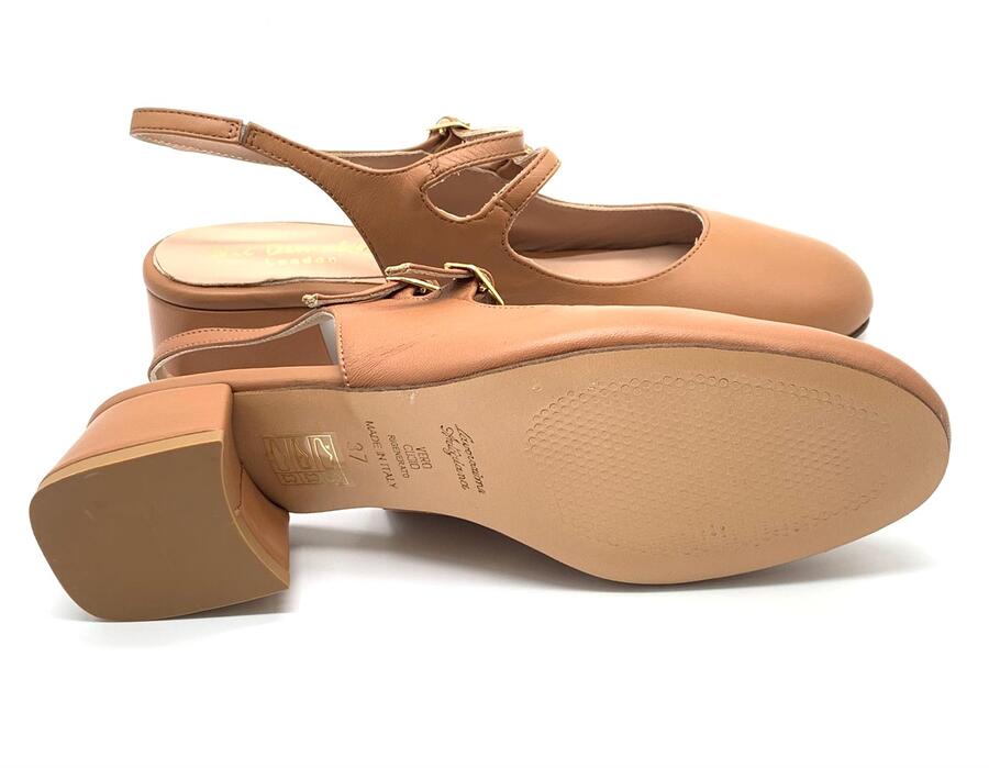 Wil Demulder London slingback stile Mary Jane Nappa cuoio