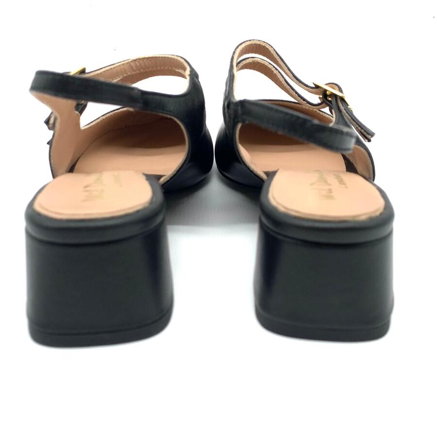 Wil Demulder London slingback stile Mary Jane Nappa nera