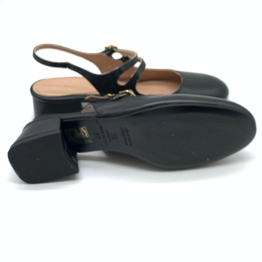 Wil Demulder London slingback stile Mary Jane Nappa nera