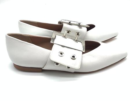 Wil Demulder London ballerina con fibbia argentata con occhielli Nappa latte 