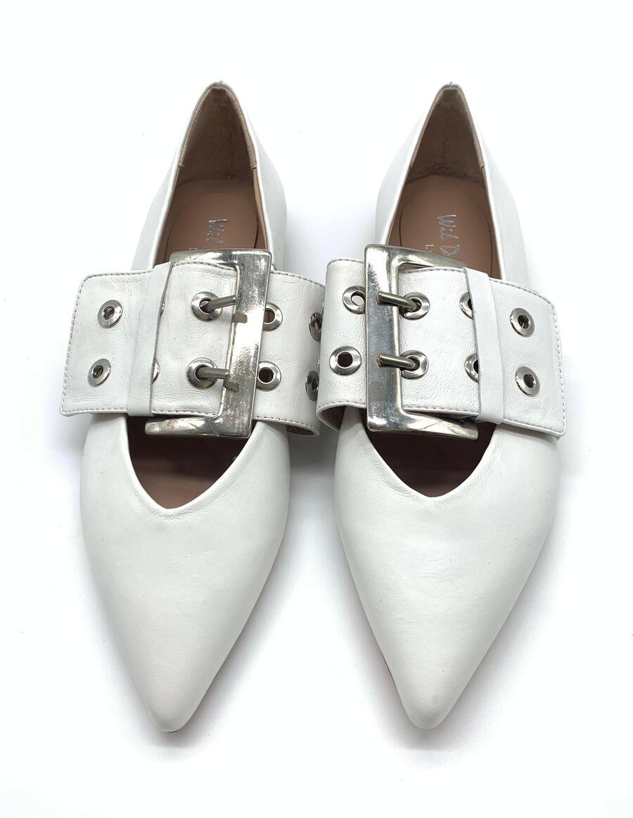 Wil Demulder London ballerina con fibbia argentata con occhielli Nappa latte 