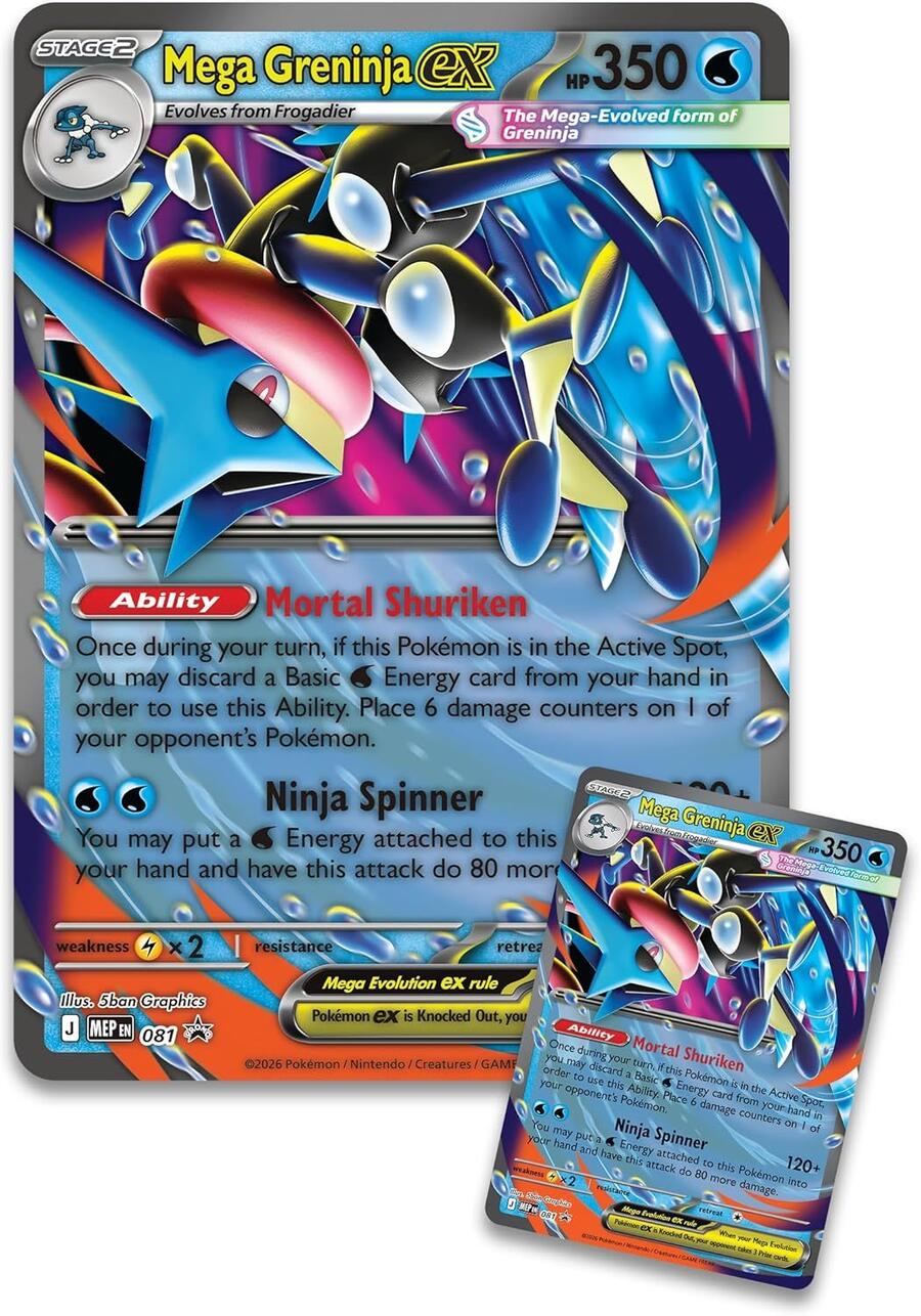 Pokémon TCG: Mega Greninja ex Premium Collection (1 carta promozionale Foil, 1 carta lenticolare oversize e 8 buste di espansione)