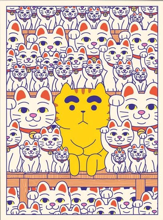 Stéphane Casier, stampa fine art A4 (21x129,7 cm): Maneki-neko