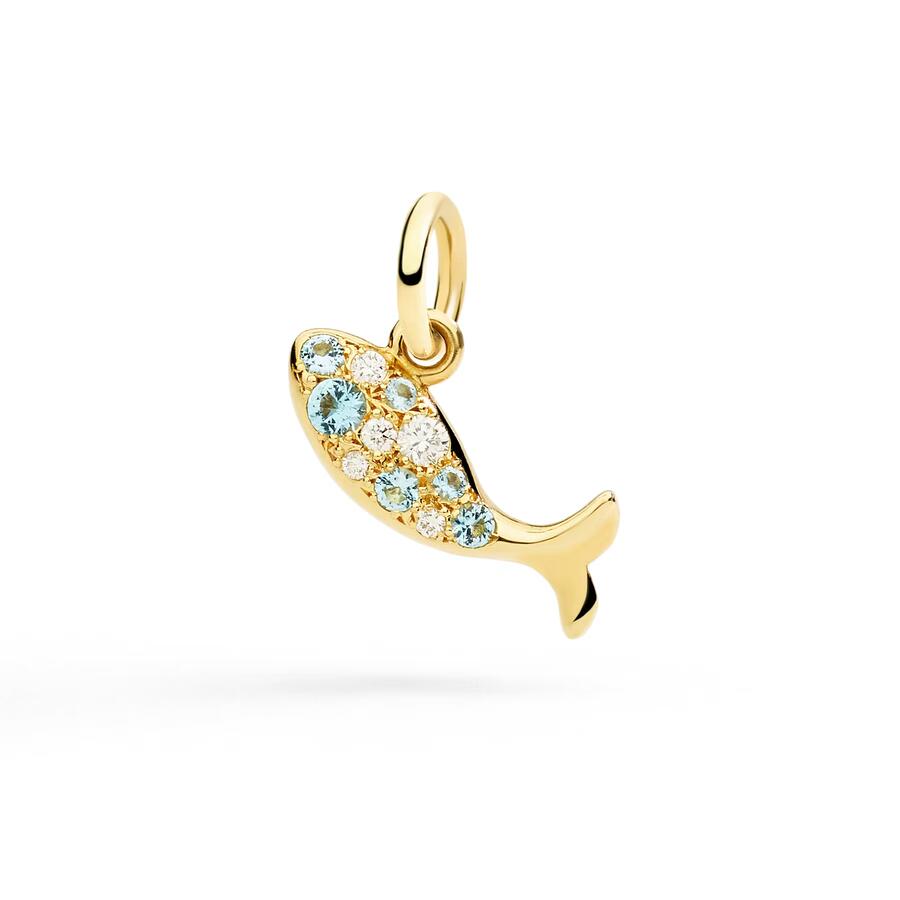 DoDo CIONDOLO PESCE ORO GIALLO TOPAZI & DIAMANTI 