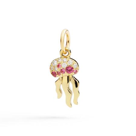 DoDo CIONDOLO MEDUSA ORO GIALLO SPINELLI E DIAMANTI 