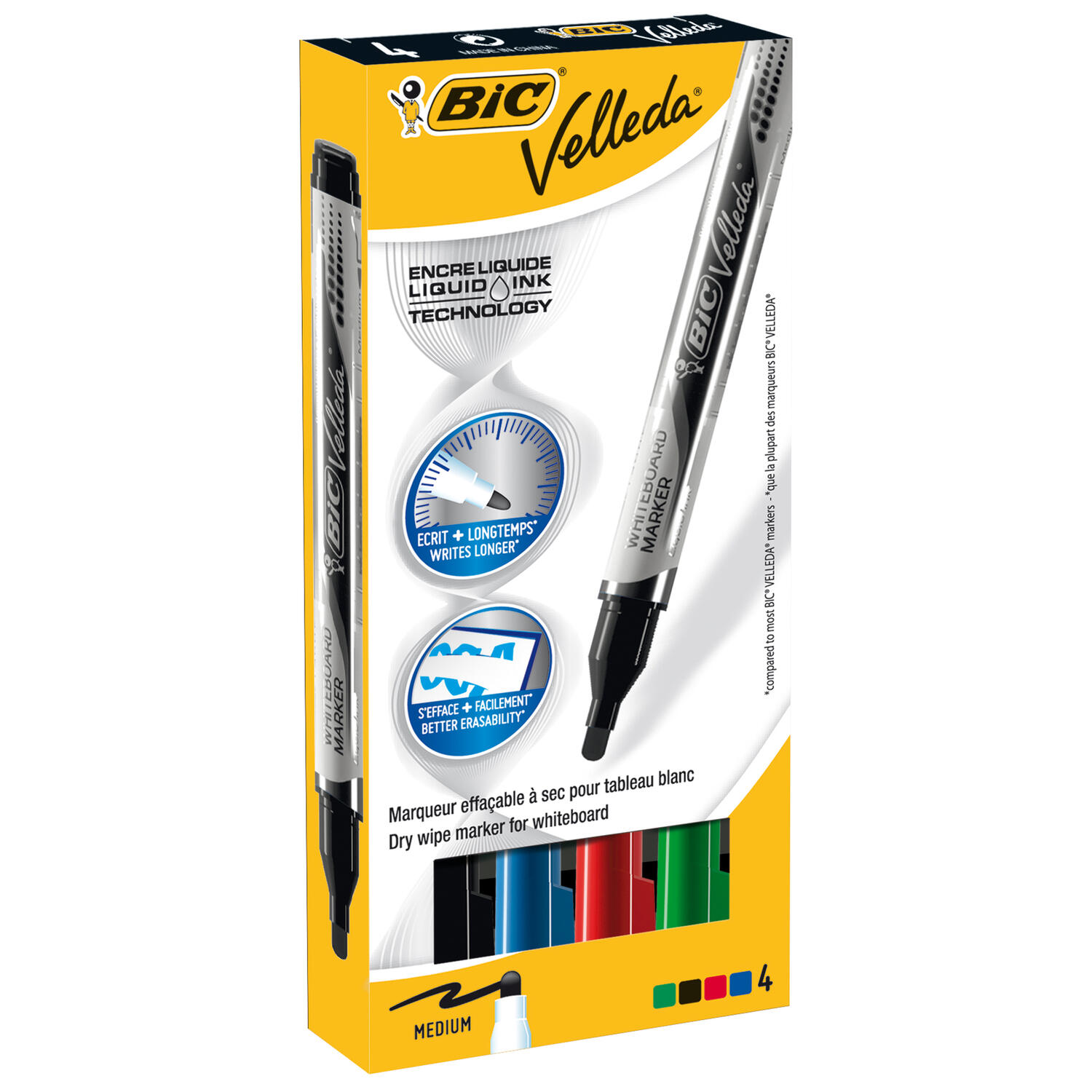  Assortimento Pennarelli da Lavagna Cancellabile Whiteboard VELLEDA Liquid Ink Pocket BIC