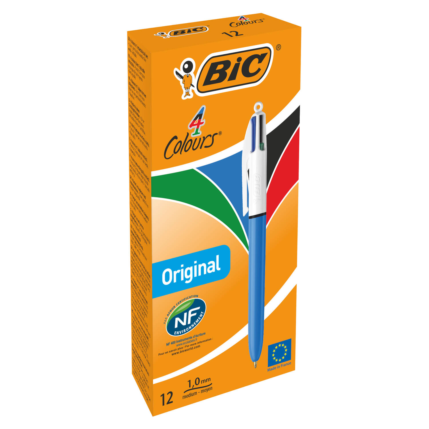 Penna Sfera a Scatto 4 COLORI Punta 1,0 mm BIC - conf. 12 pz