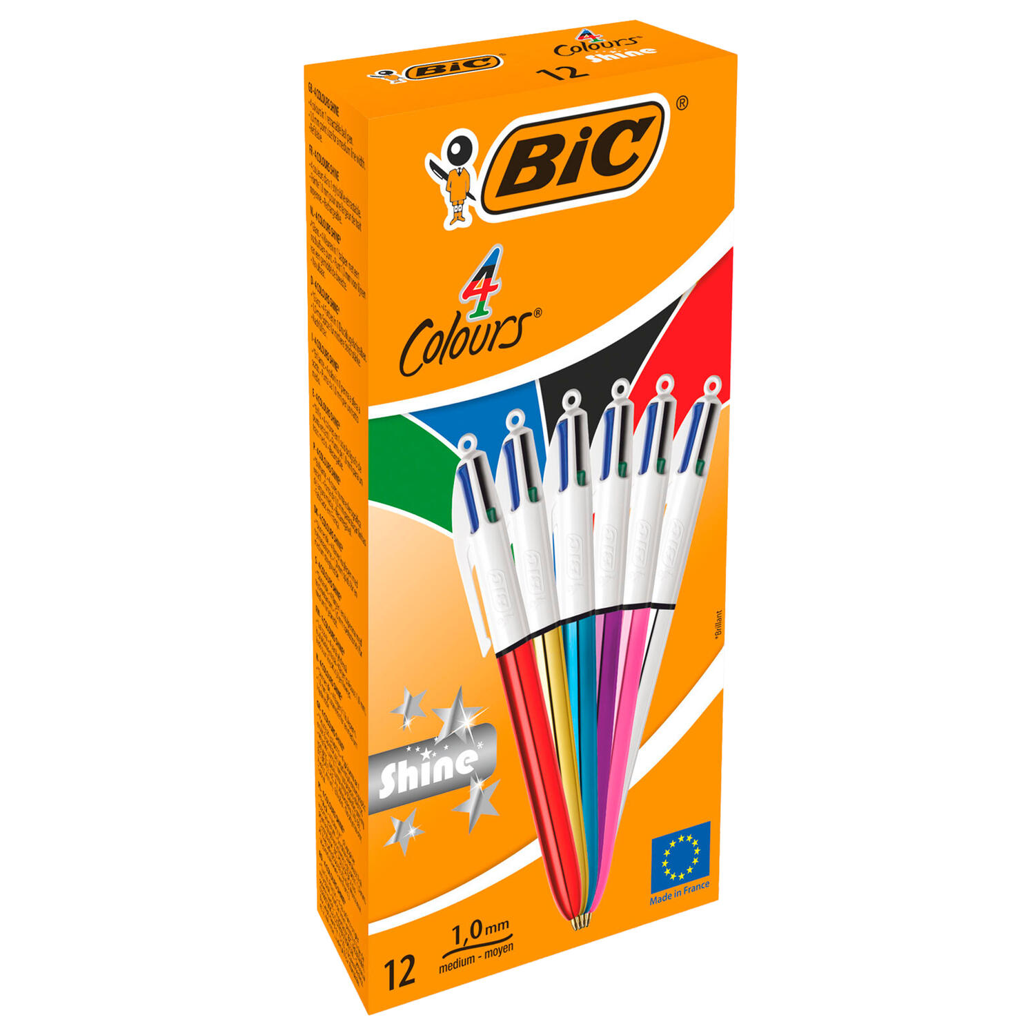 Penna Sfera a Scatto 4 COLORI Punta 1,0 mm BIC - conf. 12 pz