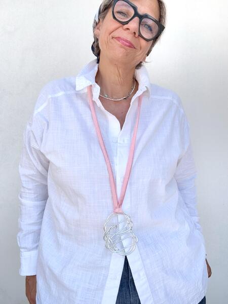 Collana seta rosa