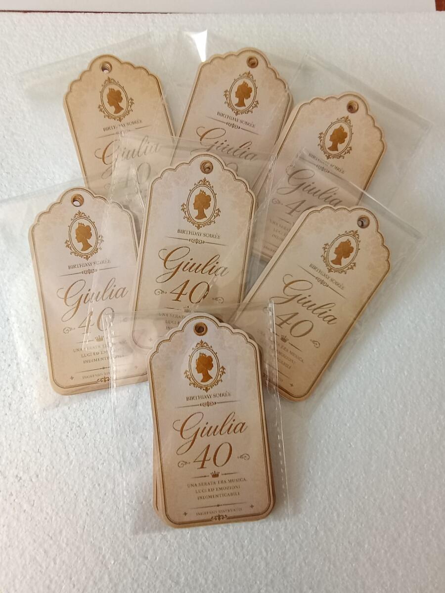 Cartellini Invito Sagomati Fronte/Retro per Compleanno ed Eventi - Modello "Soirée" (10 pz)