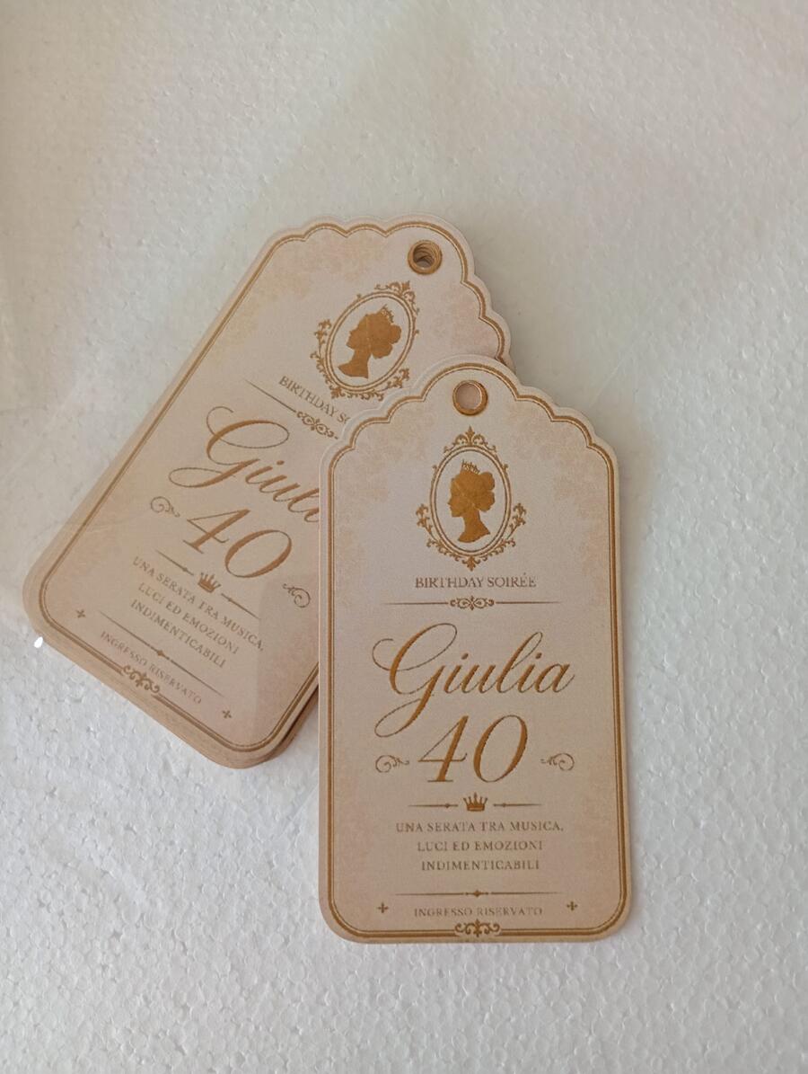 Cartellini Invito Sagomati Fronte/Retro per Compleanno ed Eventi - Modello "Soirée" (10 pz)