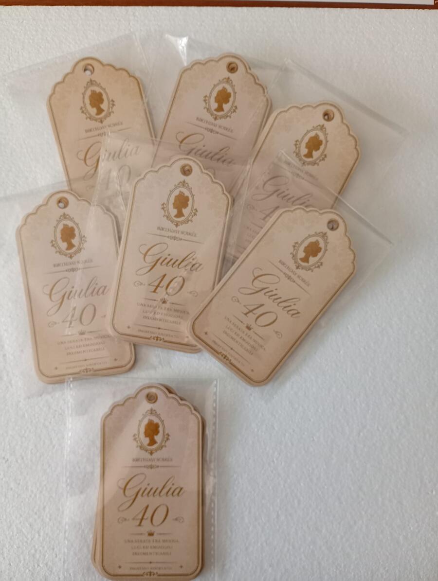 Cartellini Invito Sagomati Fronte/Retro per Compleanno ed Eventi - Modello "Soirée" (10 pz)