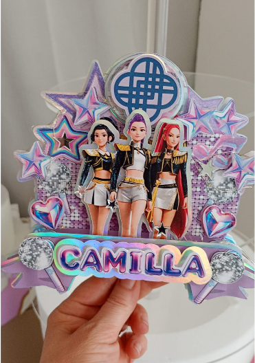 Cake Topper 3D "Huntrix" K-Pop Demon Hunters Personalizzato - 20 cm
