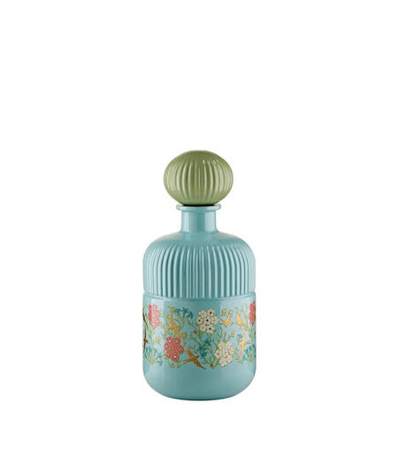 Bottiglia Decorativa con Tappo L'Oca Nera - Bosco Incantato - Azzurro con Tappo Verde Salvia - 0,70L