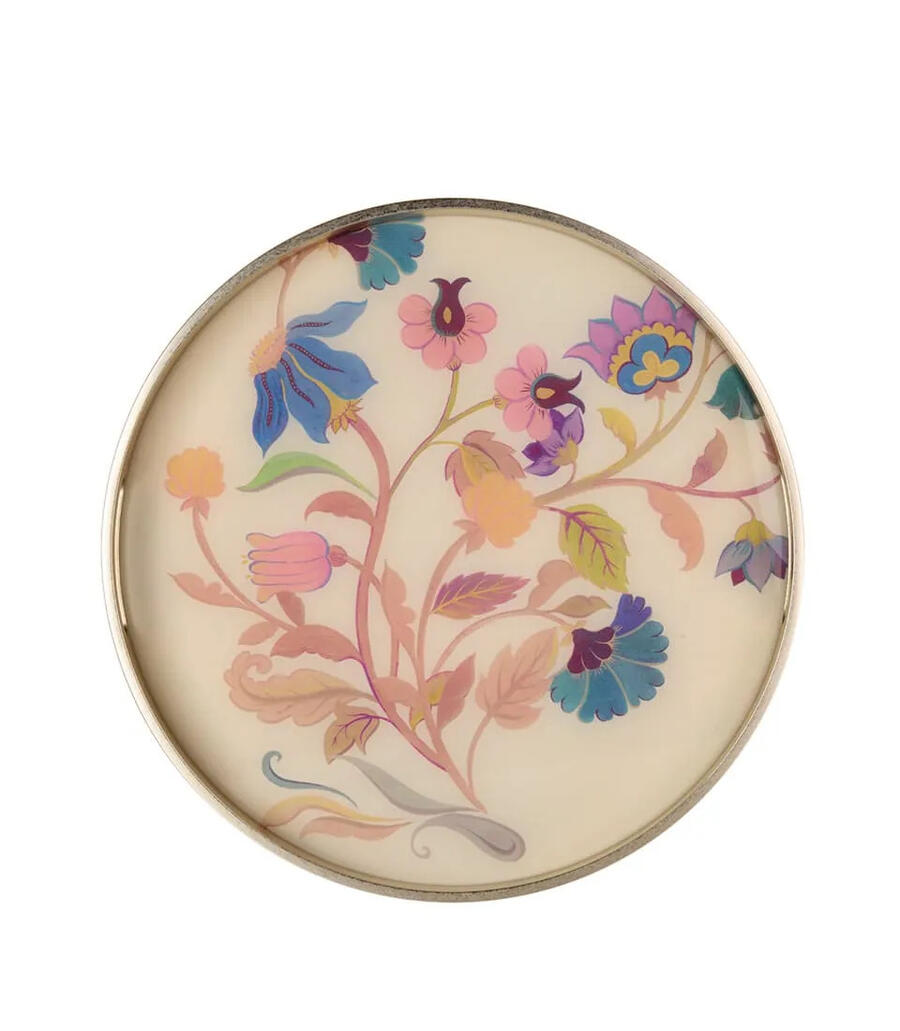 Vassoio Tondo Bloomfield L'Oca Nera - Vetro Decorato Floreale Ø39 cm