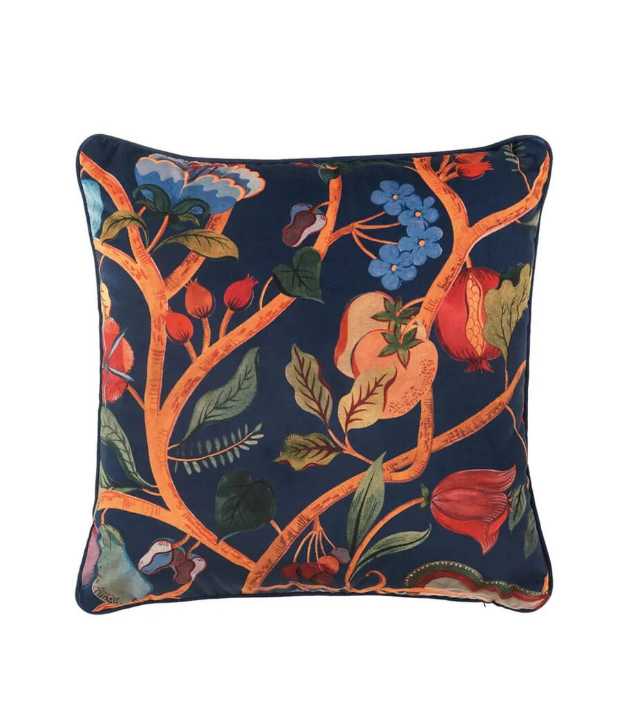 Cuscino 48x48 Lunaria L'Oca Nera - Velluto Decoro Floreale