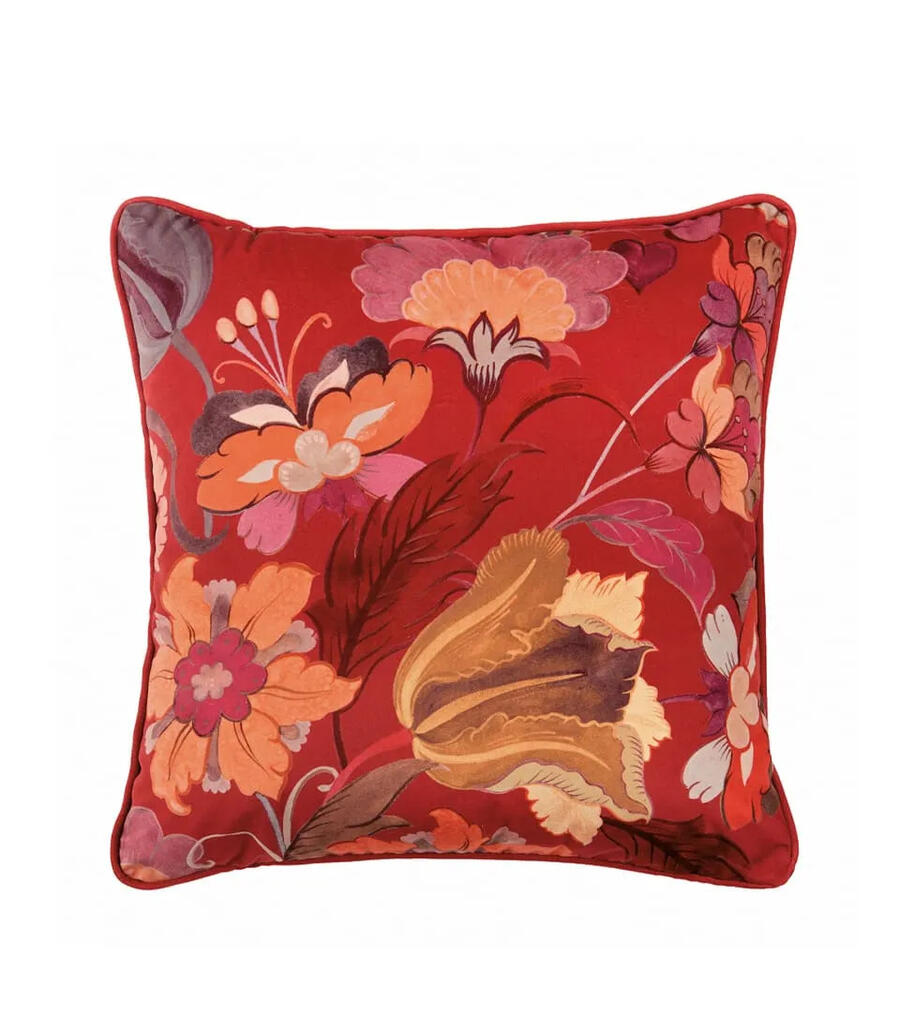 Cuscino 48x48 Valencia L'Oca Nera - Velluto Decoro Floreale