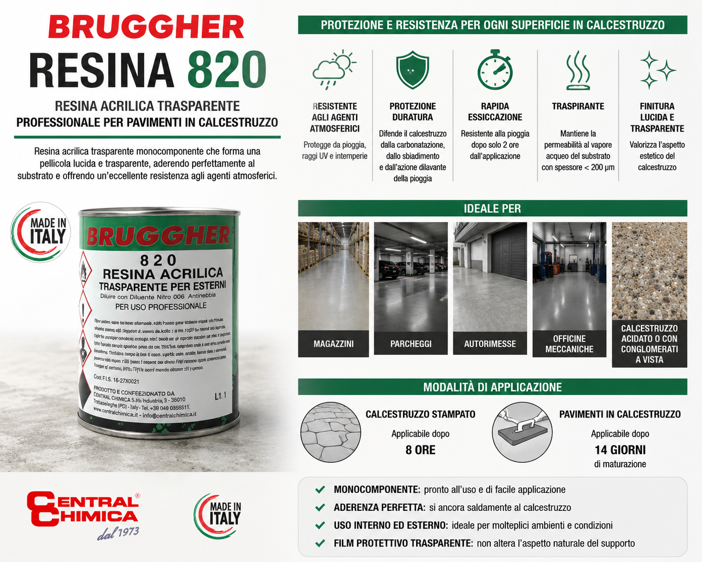 Resina per Pavimenti Stampati e Cemento Antipolv lucida Trasparente
