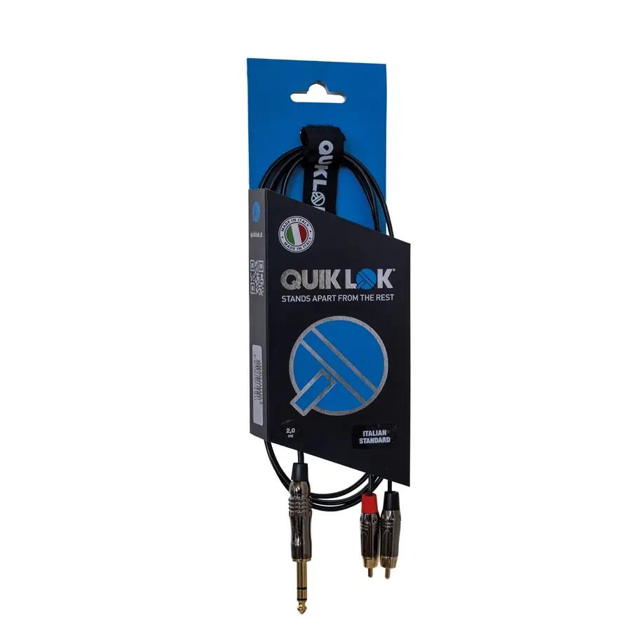 Quik Lok ITST/JS2RCA-2 Cavo Jack 6.3 TRS Stereo / 2x Spina Phono RCA 2 mt
