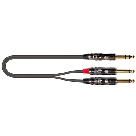 Quik Lok ITST/JS2JM-1 Cavo Jack 6.3 TRS Stereo / 2x Jack 6.3 TS Mono 1 mt