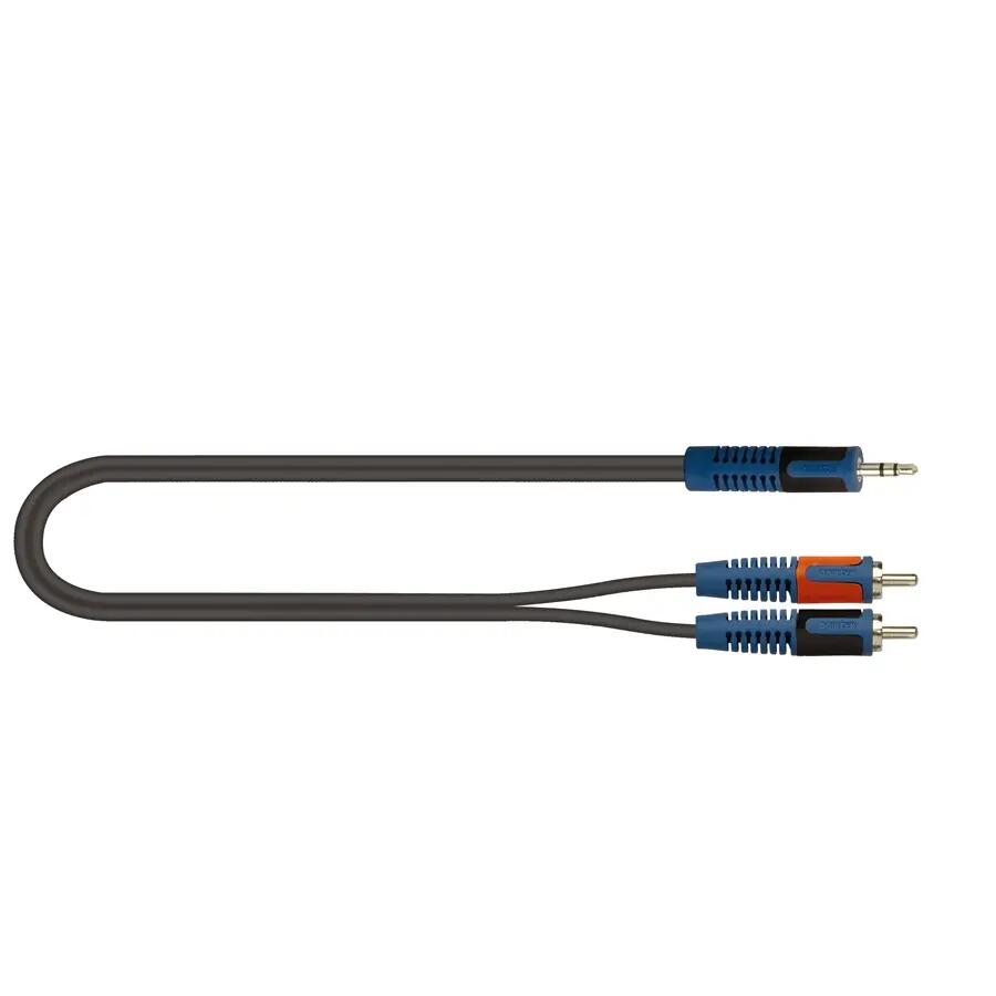 Quik Lok RKSA/150-1 Minijack TRS Stereo 3.5 / 2x Spina Phono RCA 1 mt