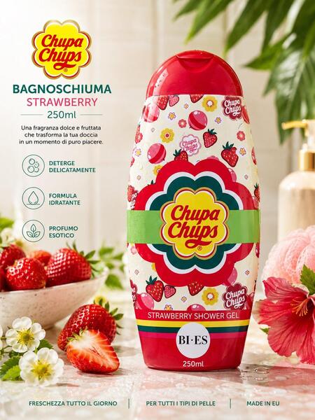 Chupa Chups Bagnoschiuma da 250 ml Strawberry [Conf. da 12 pezzi]