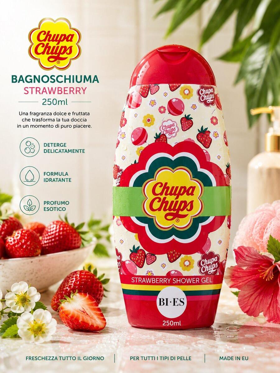 Chupa Chups Bagnoschiuma da 250 ml Strawberry [Conf. da 12 pezzi]