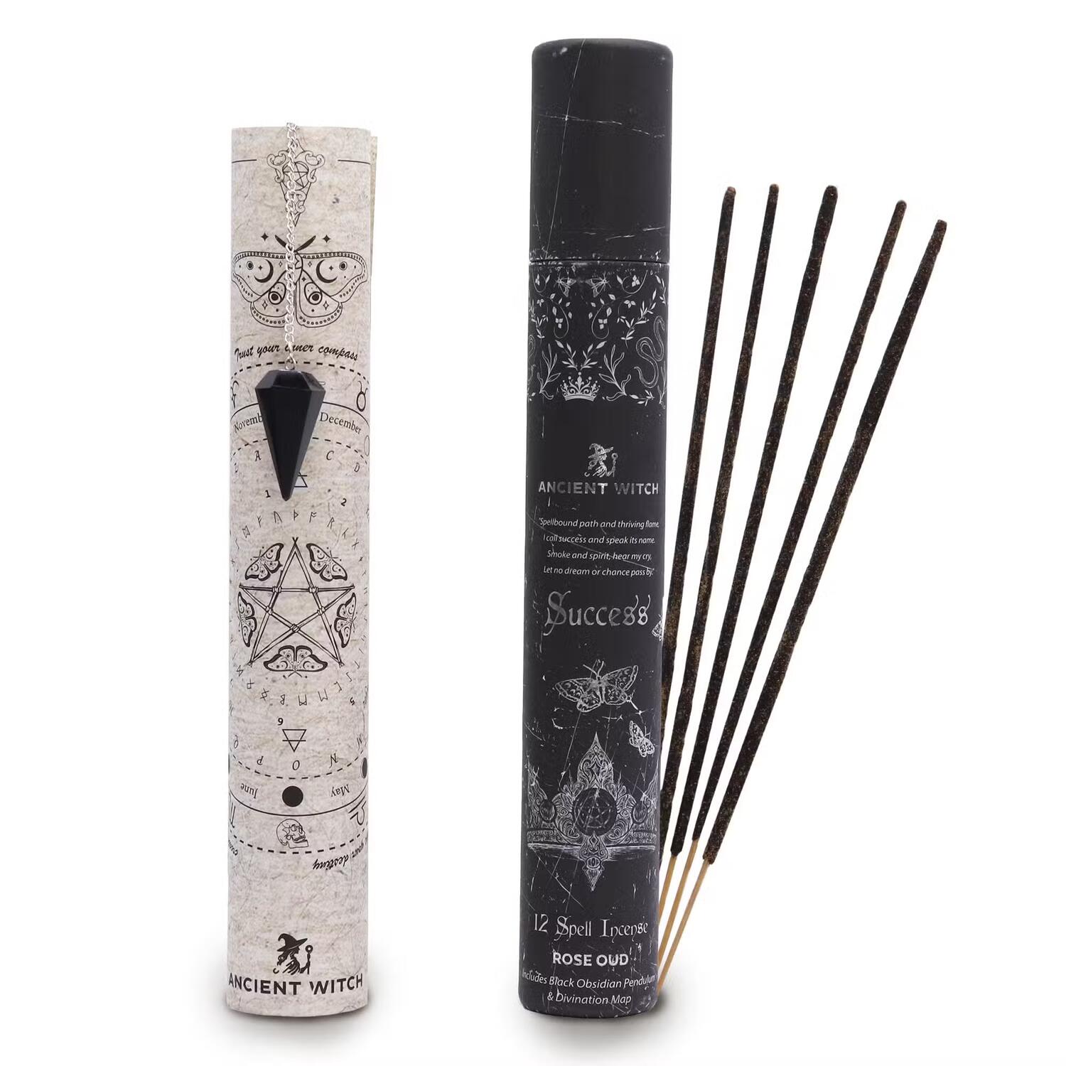 Incenso per Incantesimi Ancient Witch - Successo – Pendolo Ossidiana Nera