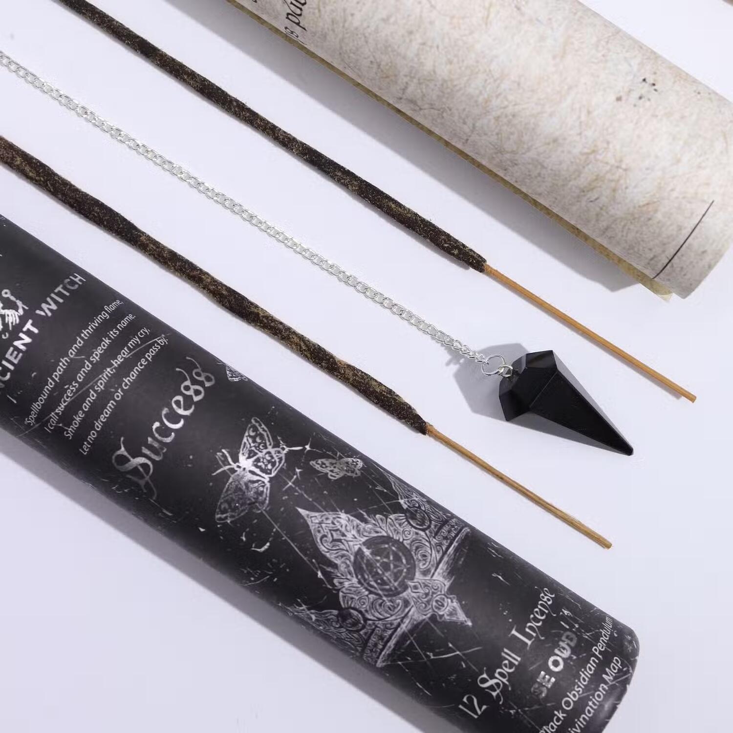 Incenso per Incantesimi Ancient Witch - Successo – Pendolo Ossidiana Nera