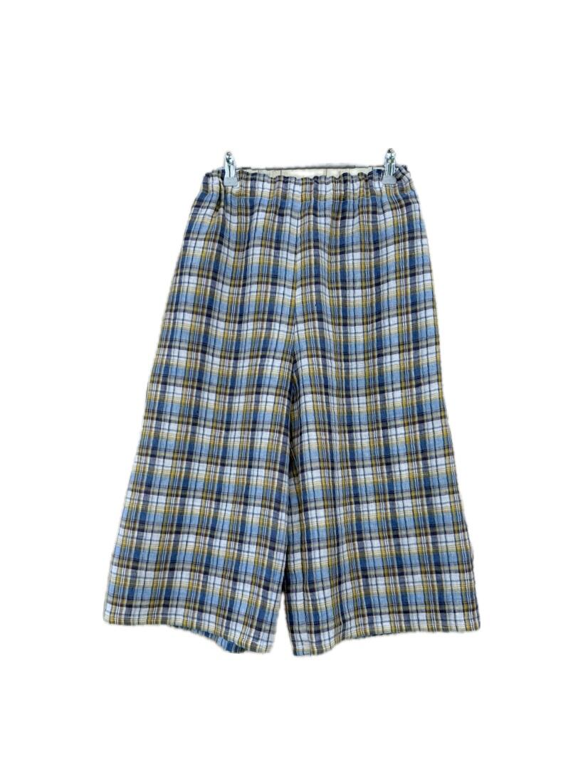 Pantalone bermuda quadri azzurro 