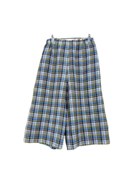 Pantalone bermuda quadri azzurro