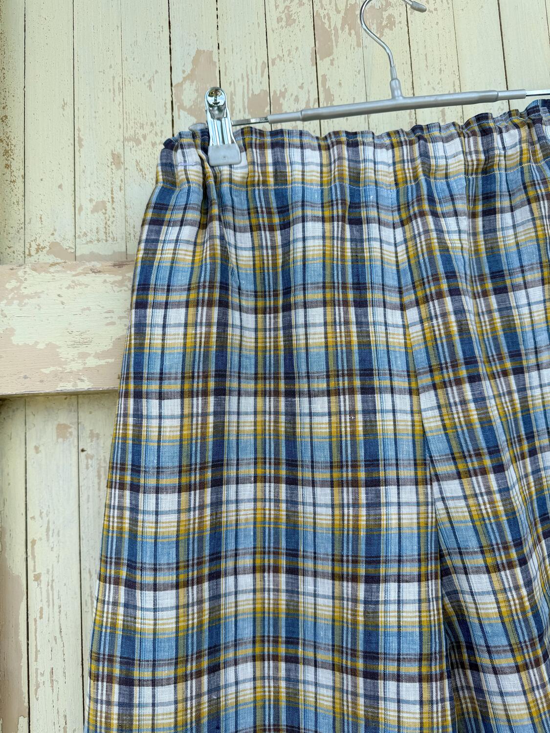Pantalone bermuda quadri azzurro 