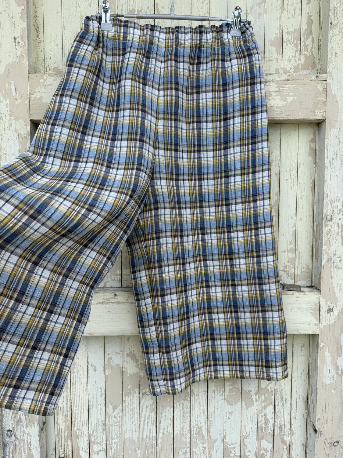 Pantalone bermuda quadri azzurro 