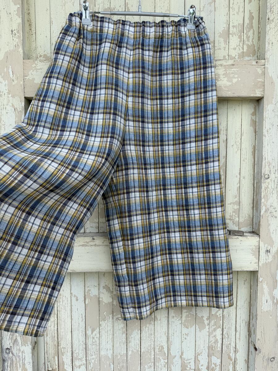 Pantalone bermuda quadri azzurro 