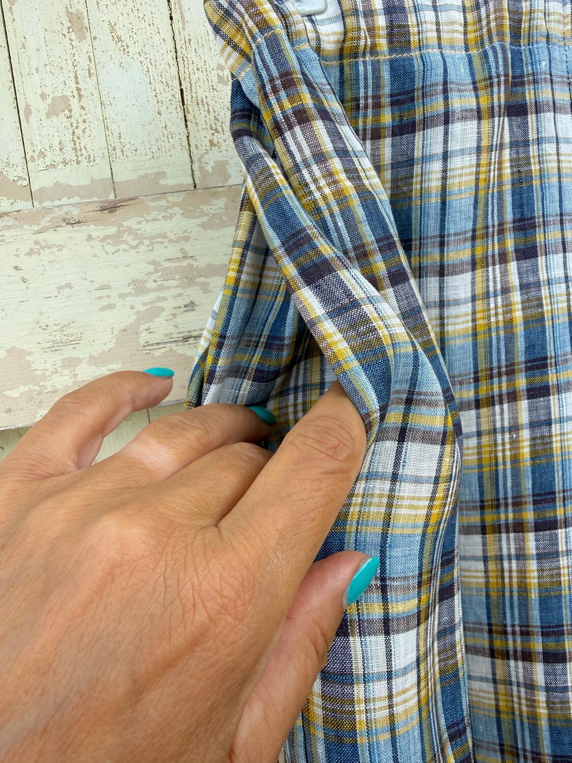 Pantalone bermuda quadri azzurro 