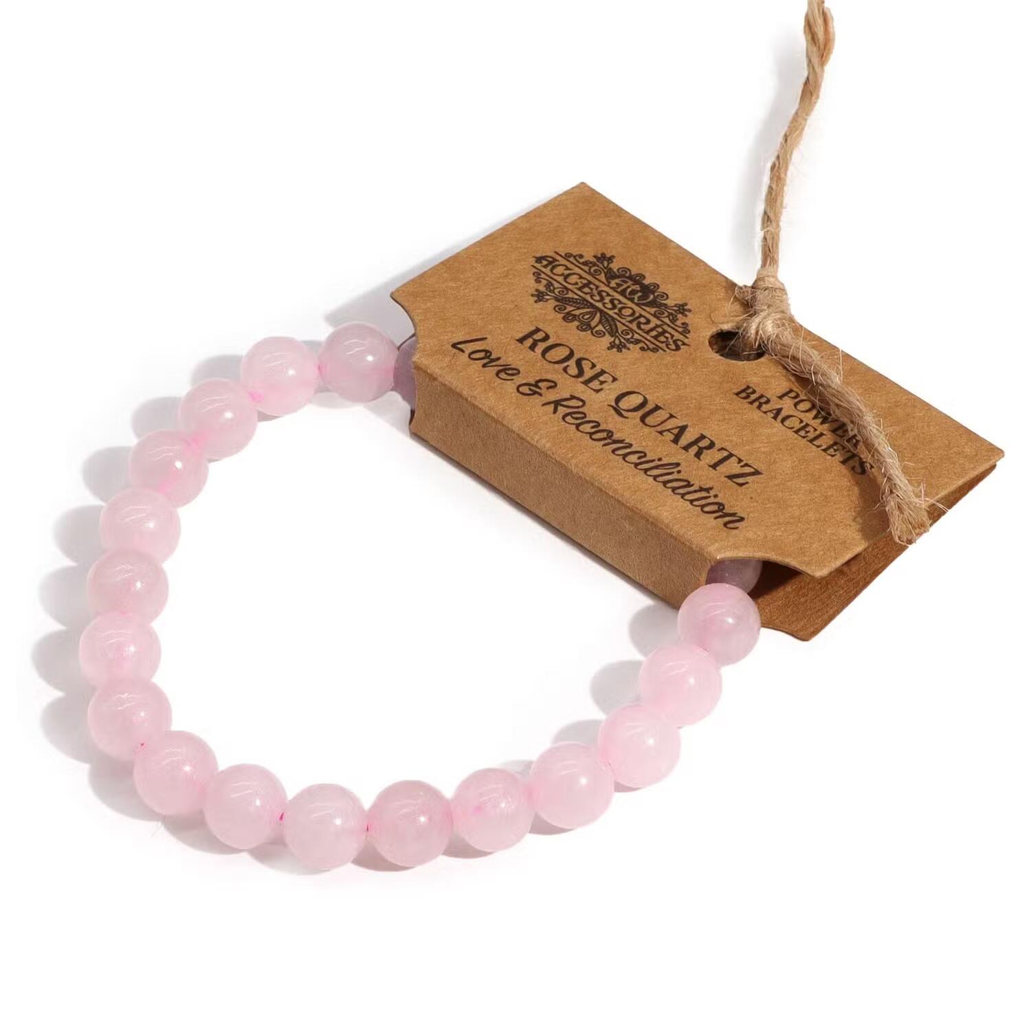 Bracciale in Quarzo Rosa - 8 mm