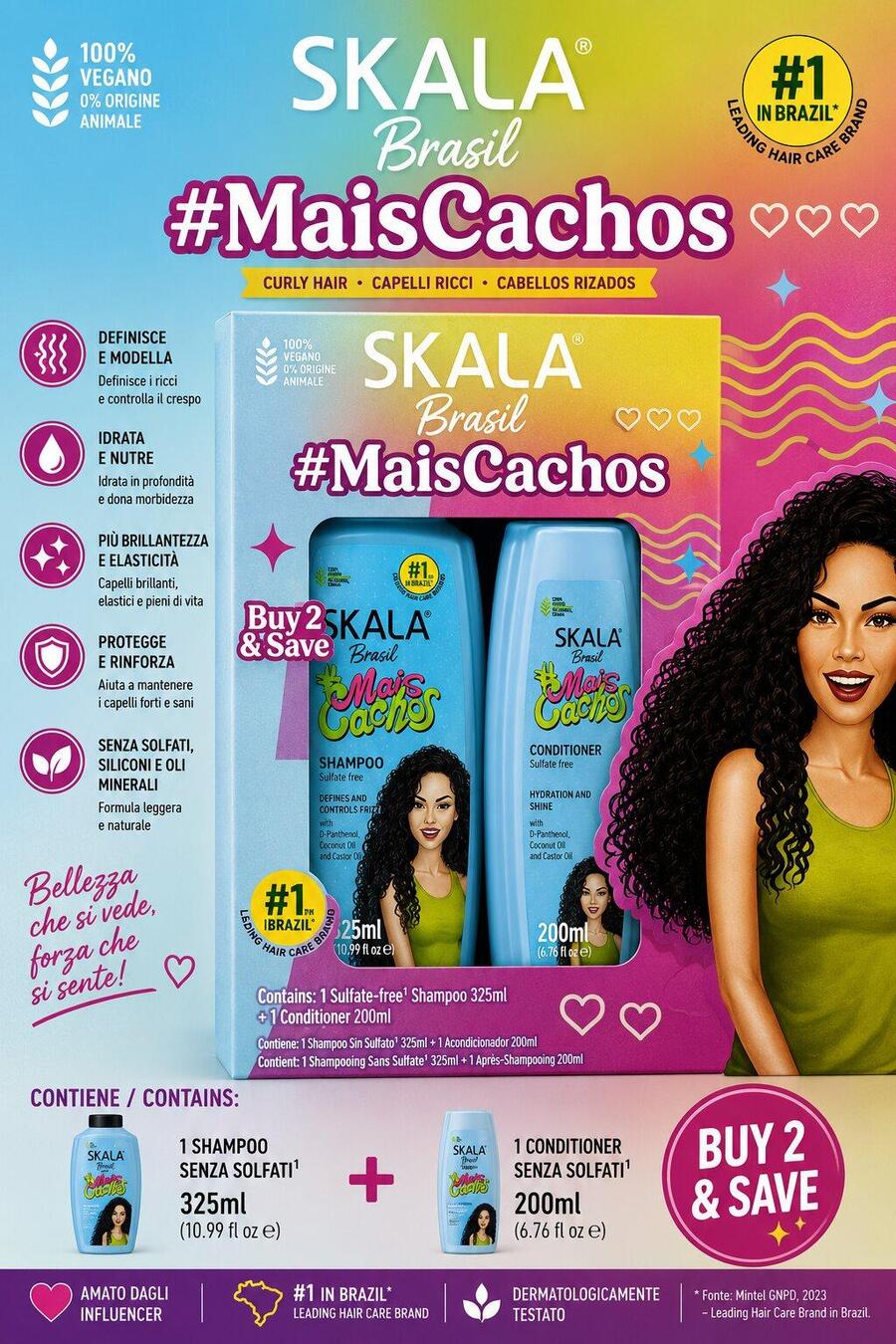 Skala Expert Brasil Mais Cachos Shampoo + Balsamo 