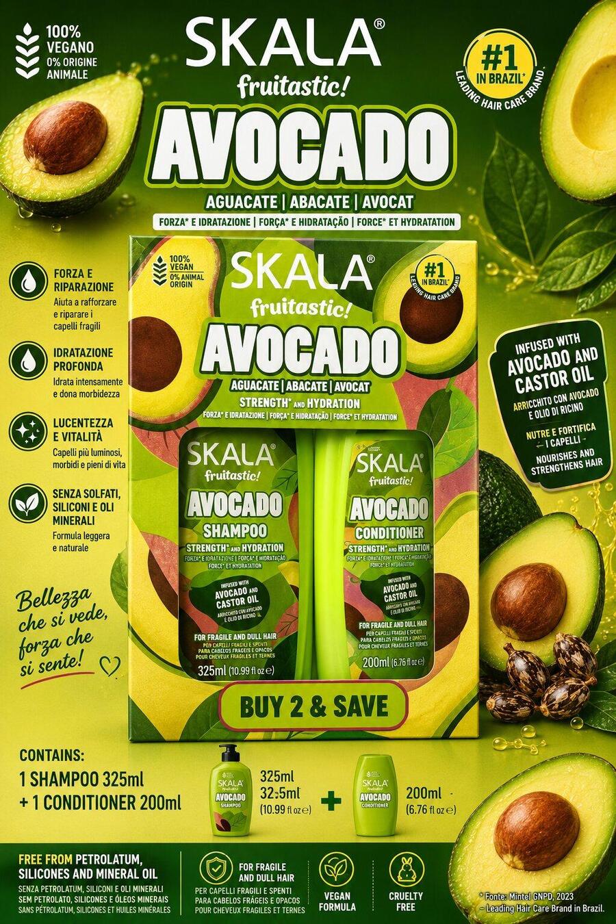Skala Expert Brasil Avocado Shampoo + Balsamo 