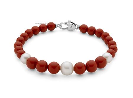 PBR3666 Bracciale decrescente con sfere di color corallo rosso Miluna   