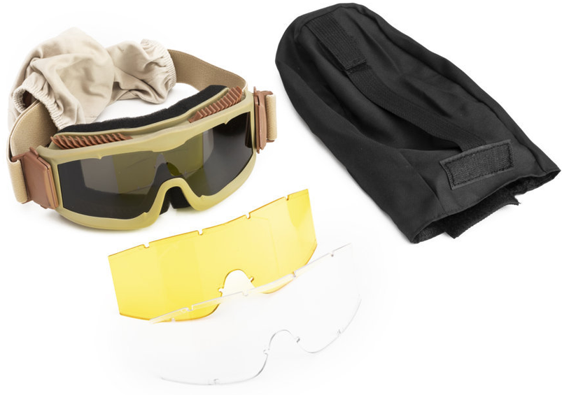 OPENLAND Maschera Balistica Coyote Tan Kit 3 Lenti 