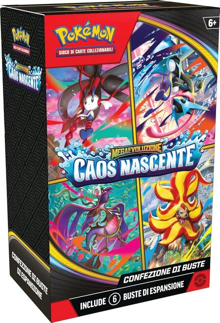 Pokémon: confezione di buste dell’espansione Megaevoluzione - Caos Nascente del GCC Pokémon (sei buste di espansione), Edizione in Italiano