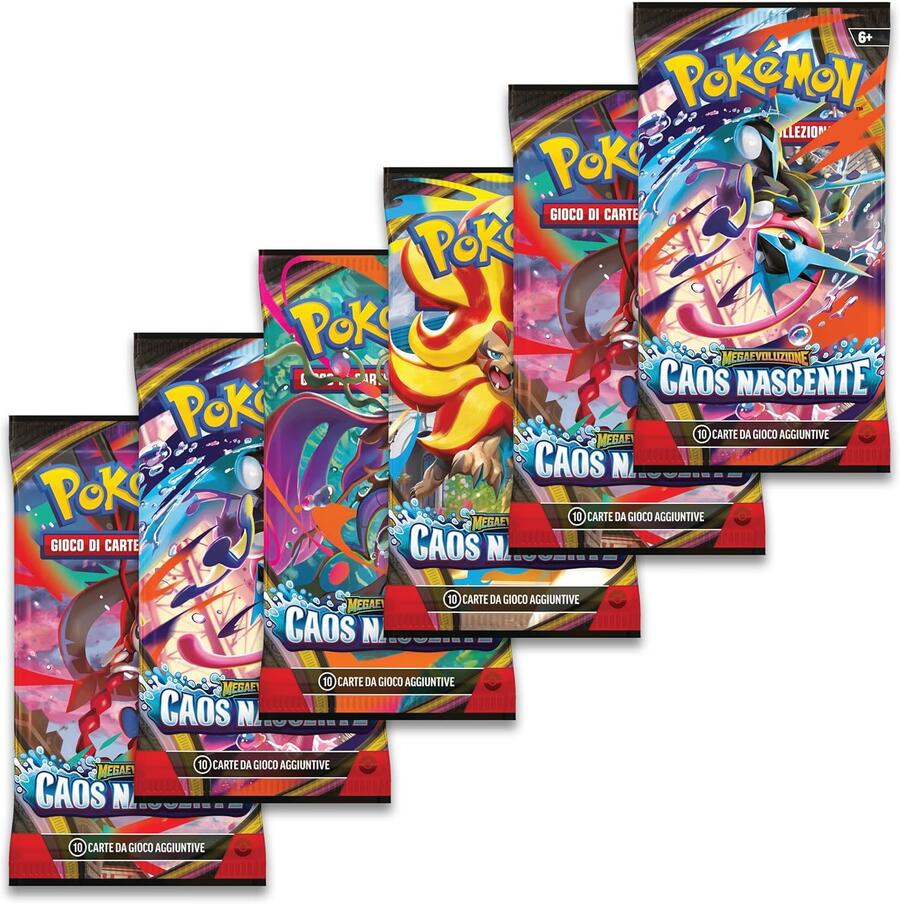 Pokémon: confezione di buste dell’espansione Megaevoluzione - Caos Nascente del GCC Pokémon (sei buste di espansione), Edizione in Italiano