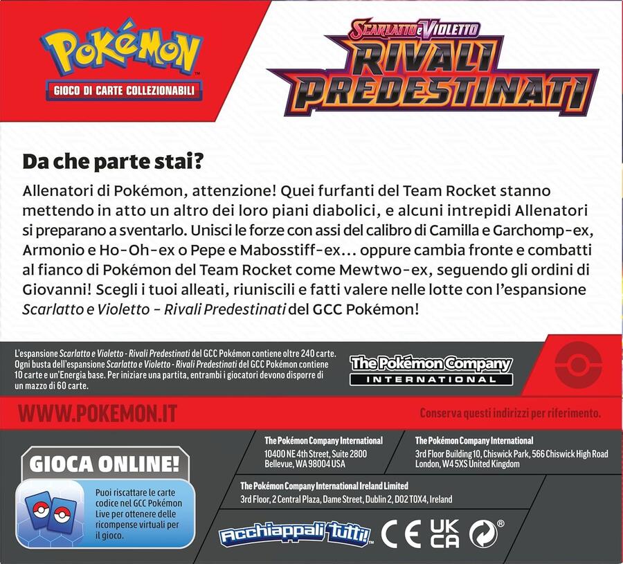 Pokémon GCC: espositore chiuso di buste dell’espansione Scarlatto e Violetto - Rivali Predestinati (36 buste di espansione), edizione in italiano